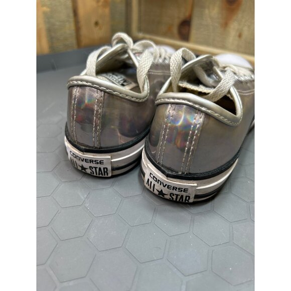 Converse Youth Size 1 Silver Holographic All Star Low Top Sneakers - Picture 4 of 7